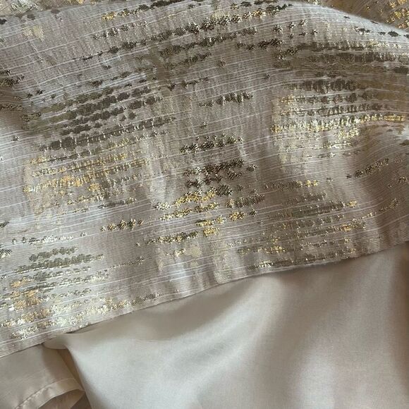 Shoshana A-line Cocktail Dress Sz 4 Cream Metallic Gold Threads Lined Cap Sleeve - Picture 11 of 11